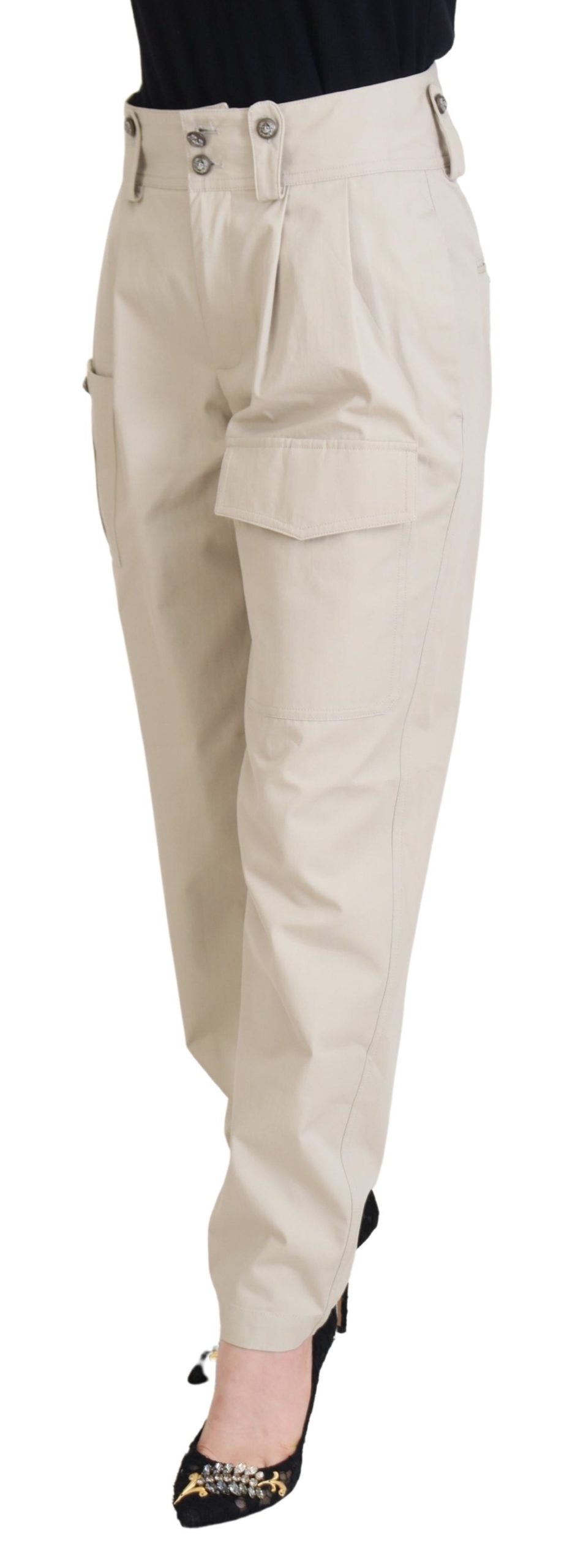 Dolce & Gabbana Beige High Waist Women Pants | Regal Royce
