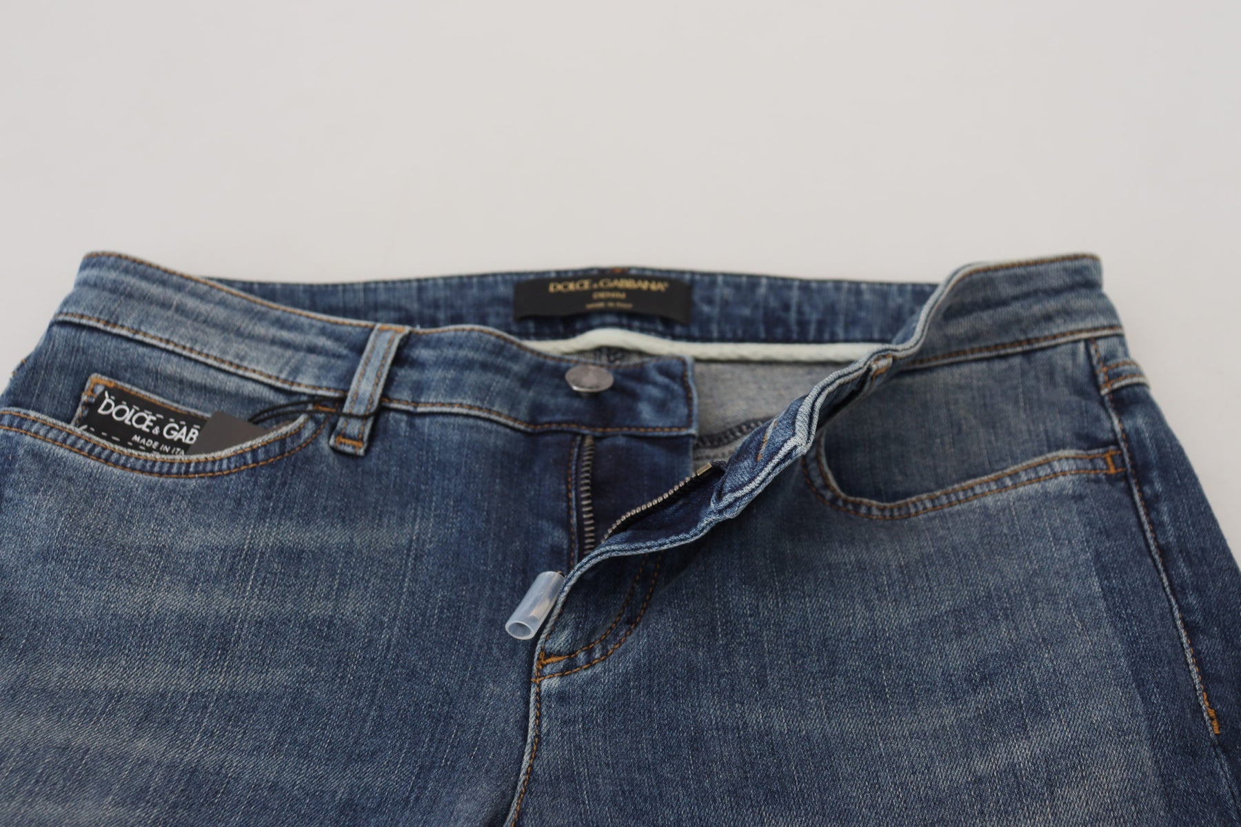 Dolce & Gabbana Blue Washed Cotton Tattered Denim Jeans | Regal Royce