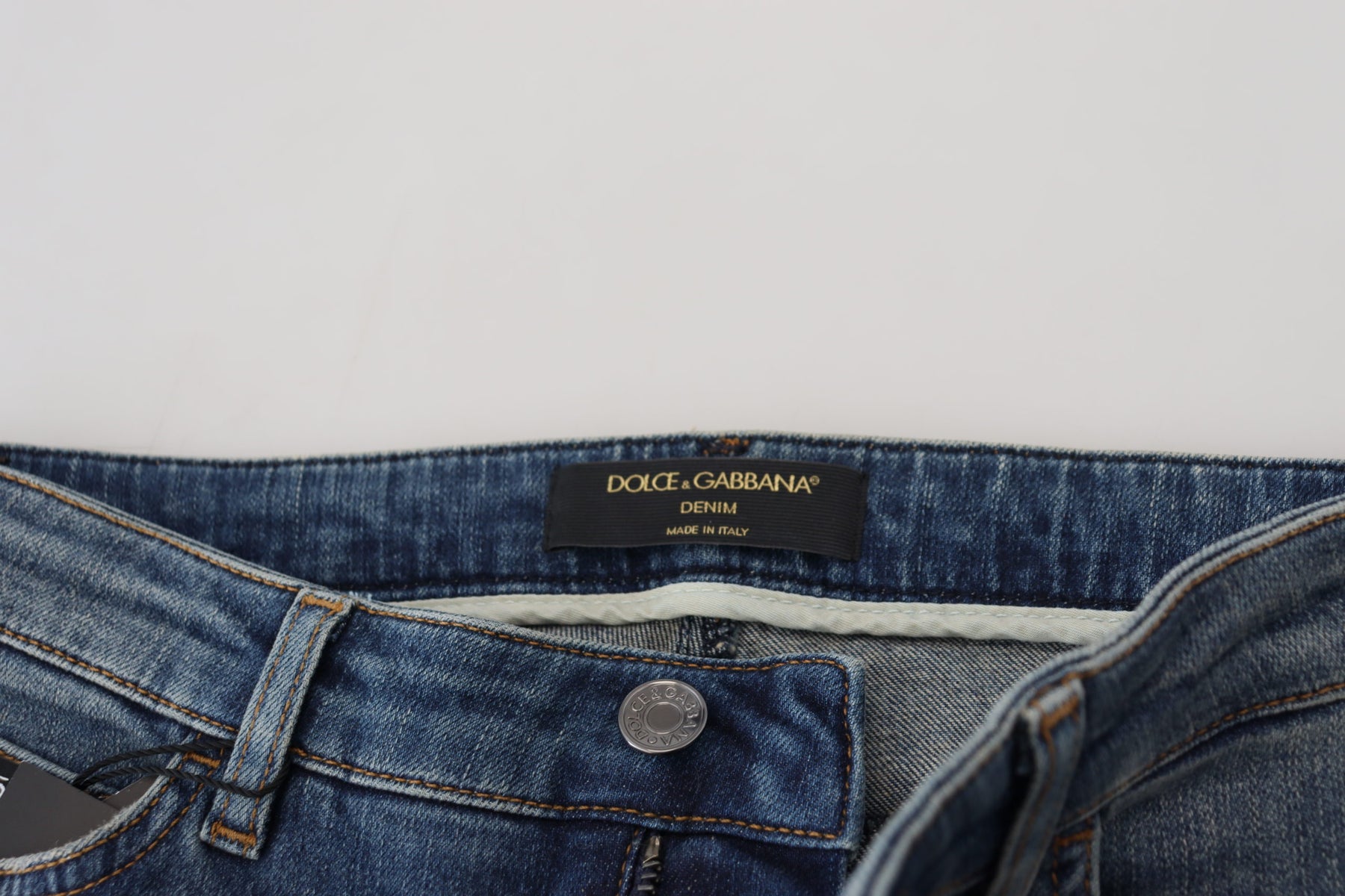 Dolce & Gabbana Blue Washed Cotton Tattered Denim Jeans | Regal Royce