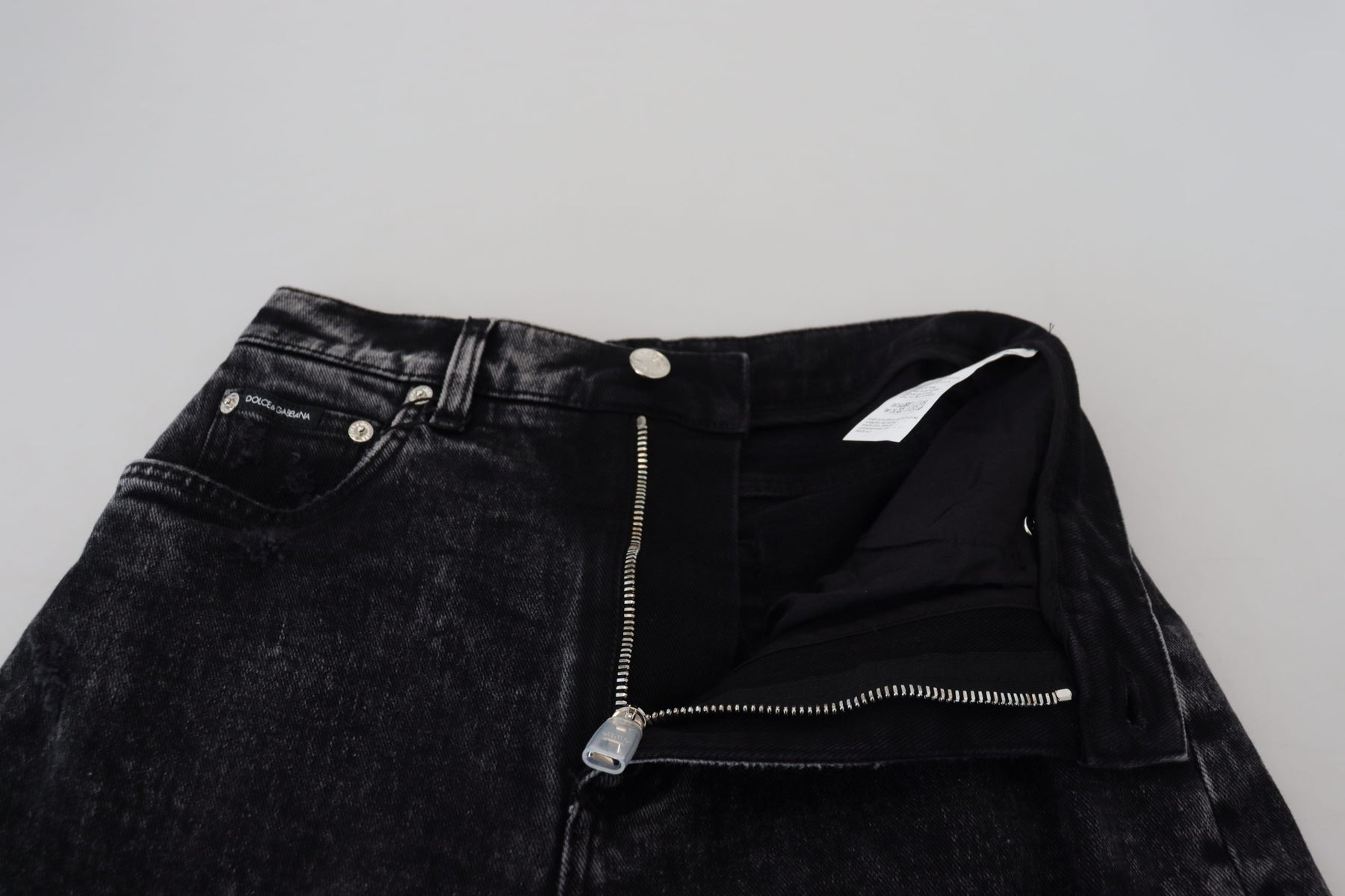 Dolce & Gabbana Black Washed Cotton High Waist Denim Jeans | Regal Royce