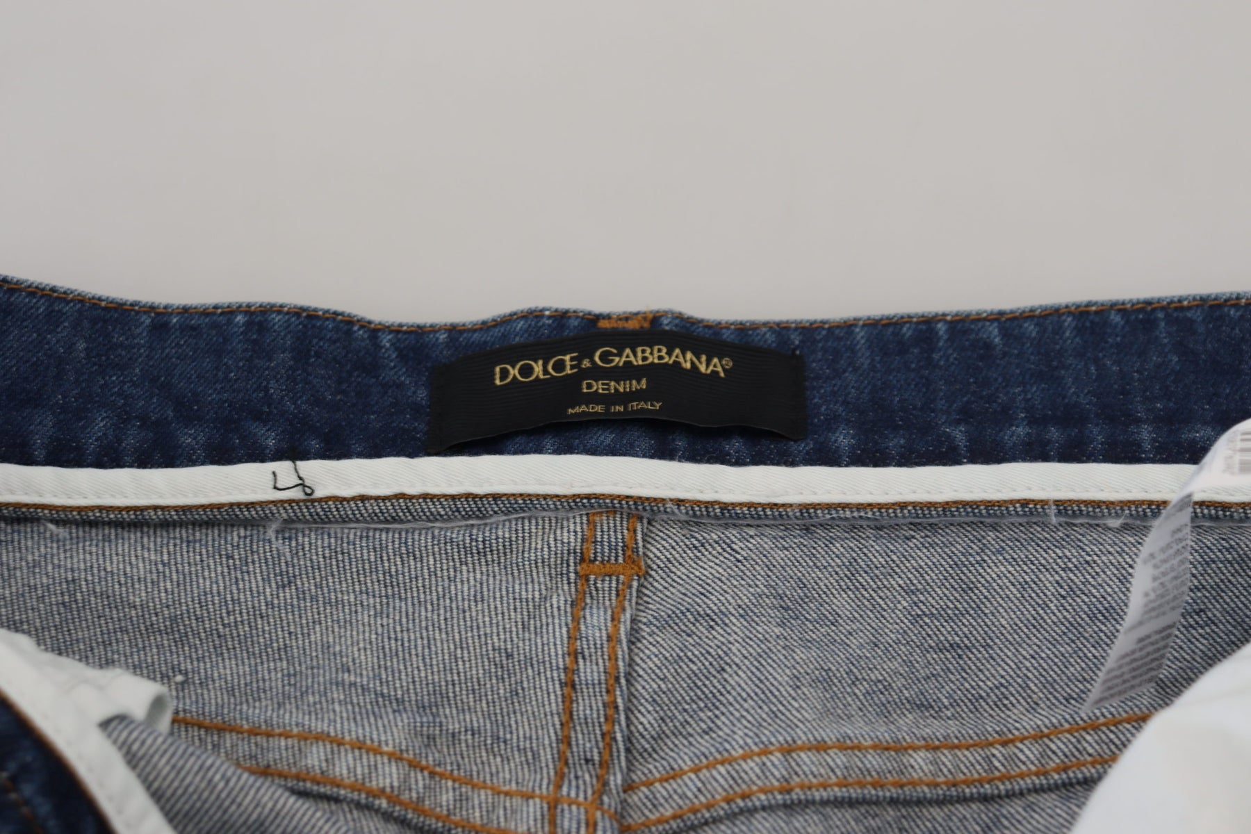 Dolce & Gabbana Blue Cotton High Waist Skinny Denim Jeans | Regal Royce
