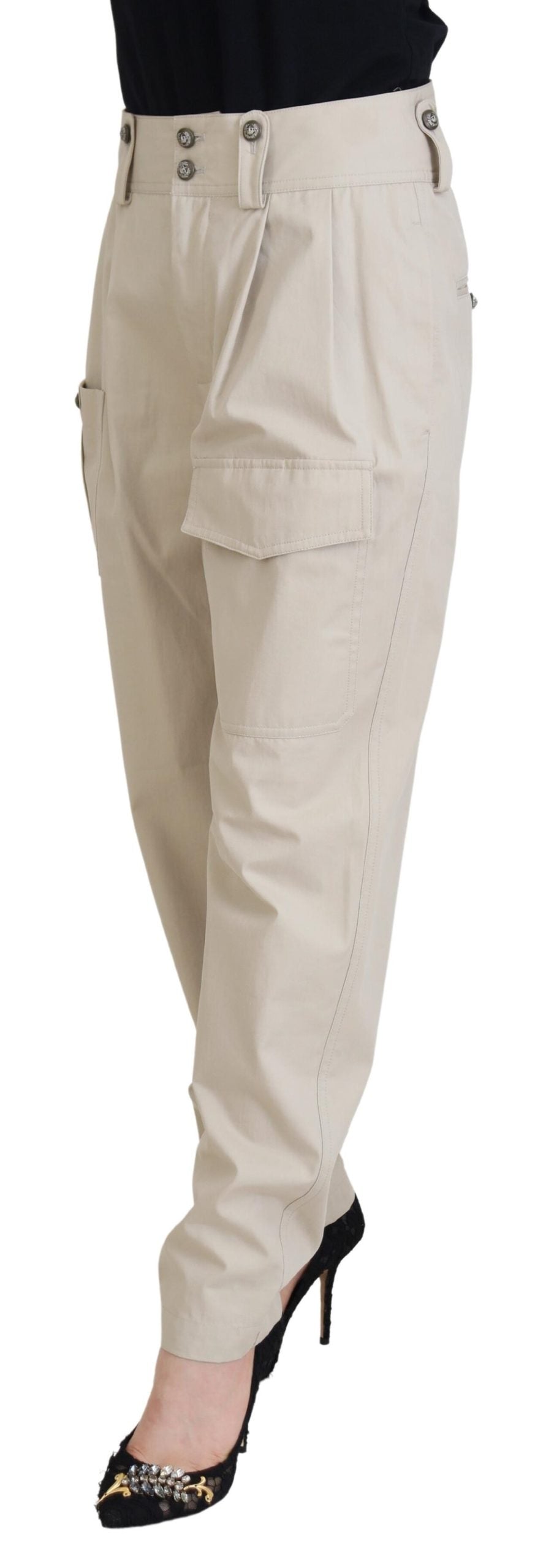 Dolce & Gabbana Beige Cotton Women Cargo Pants | Regal Royce