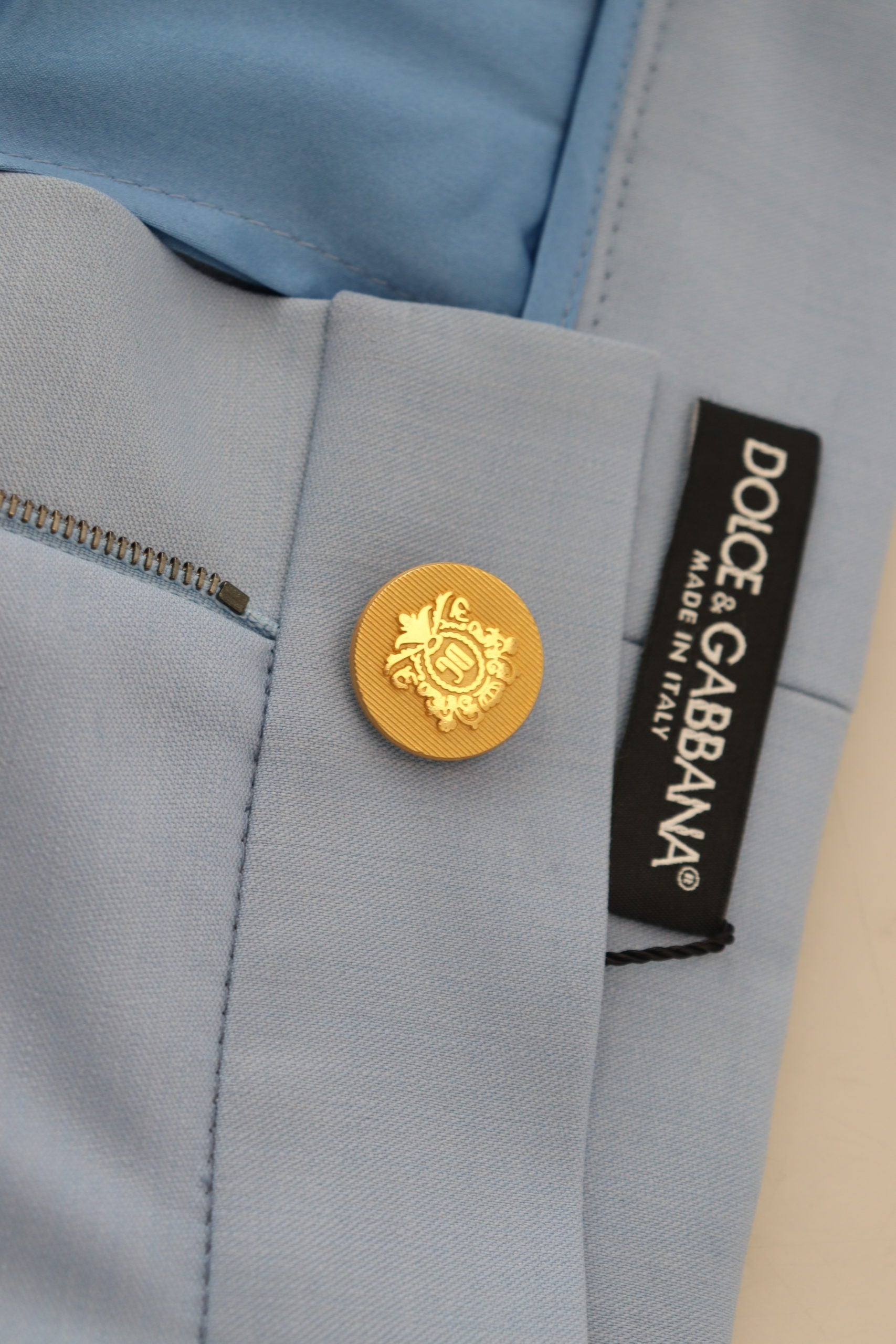 Dolce & Gabbana Light Blue Button Wide Leg Pants | Regal Royce