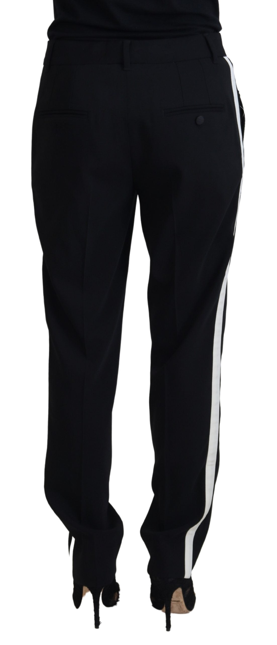 Dolce & Gabbana Black Tapered Women Wool Pants | Regal Royce
