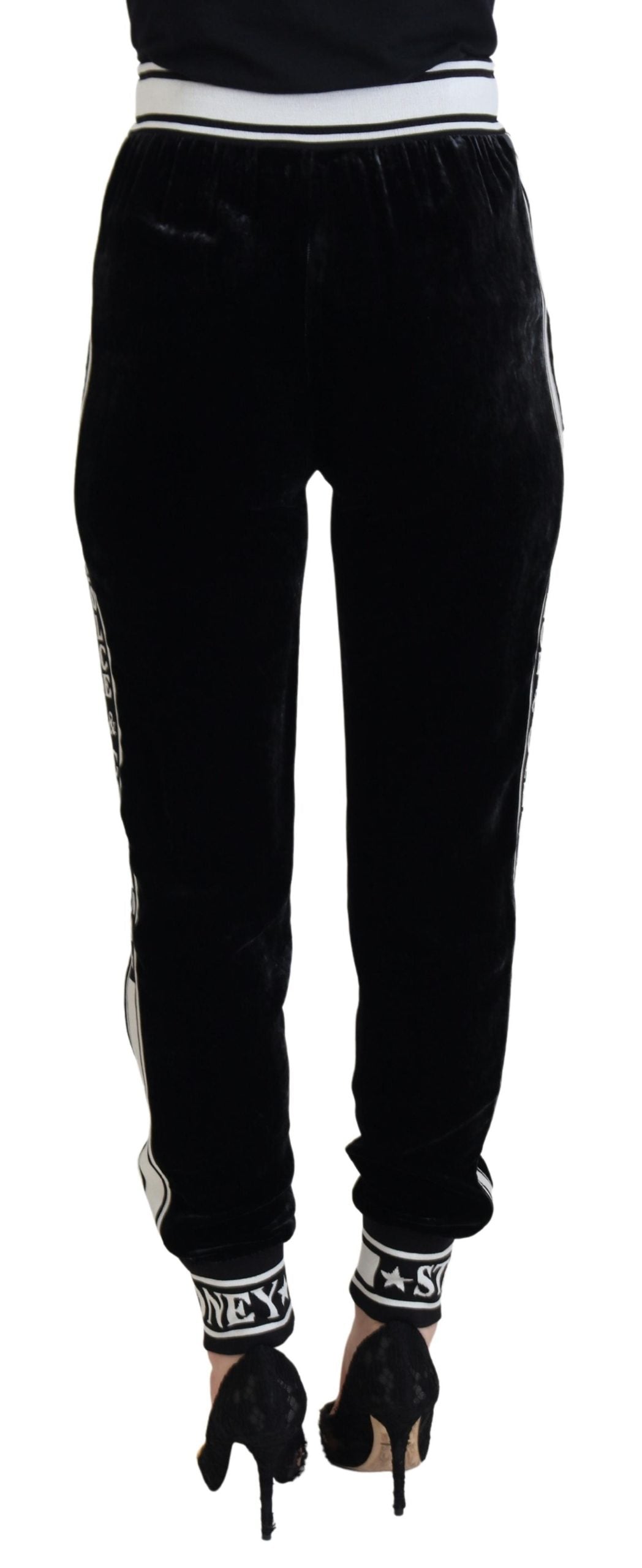 Dolce & Gabbana Black DG Logo Velvet Trouser Pants | Regal Royce