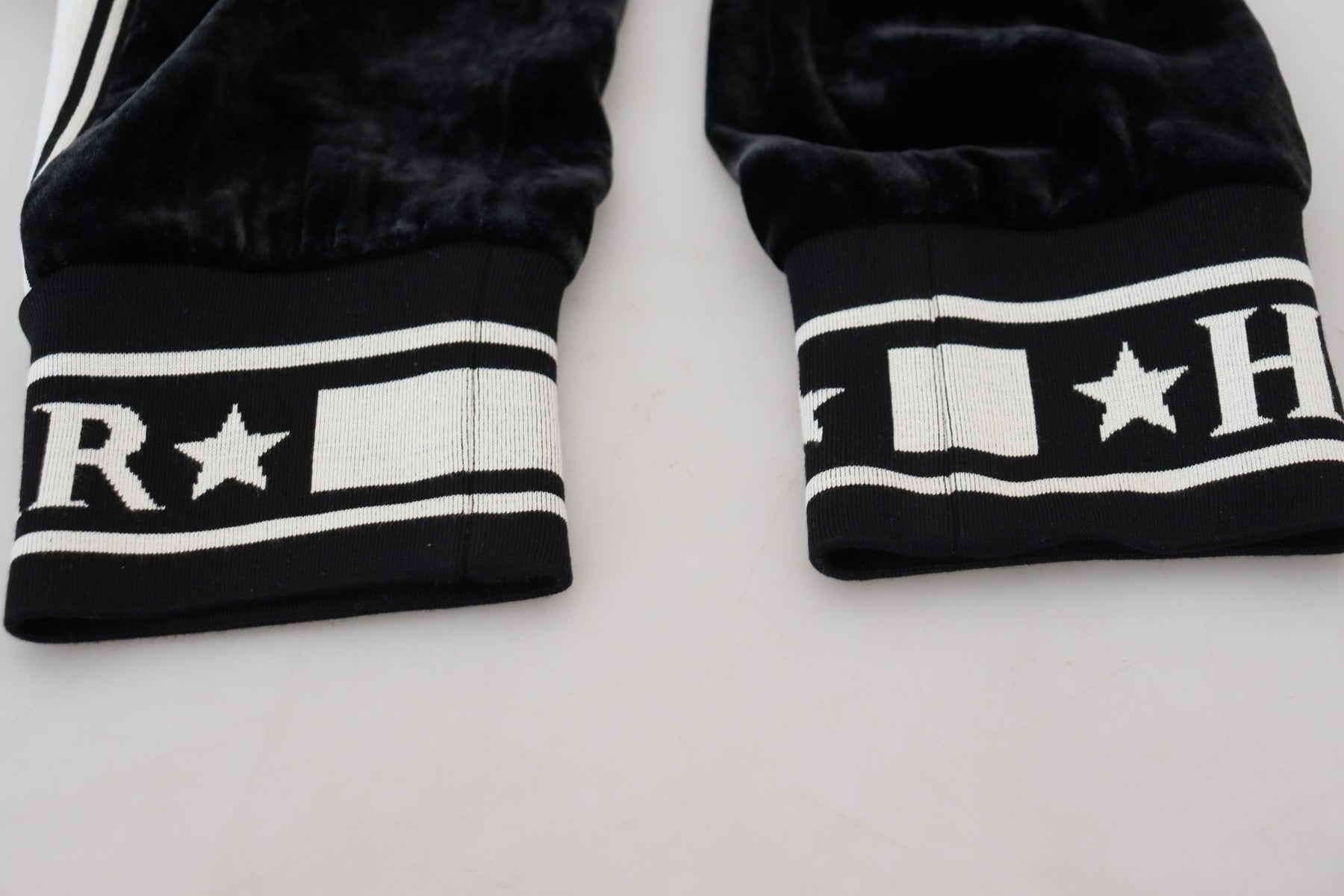 Dolce & Gabbana Black DG Logo Velvet Trouser Pants | Regal Royce