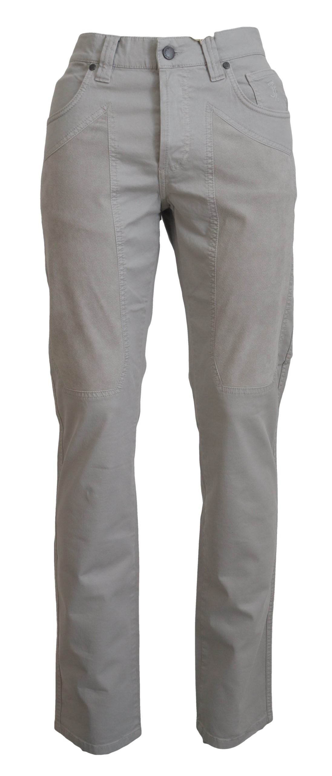 Jeckerson Gray Cotton Tapered Men Casual Pants | Regal Royce