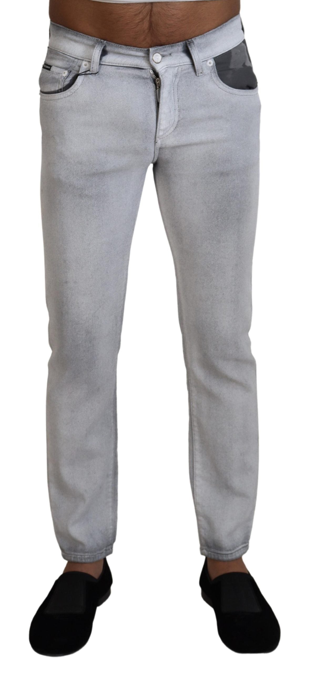 Dolce & Gabbana Gray Washed Skinny Men Denim Jeans | Regal Royce