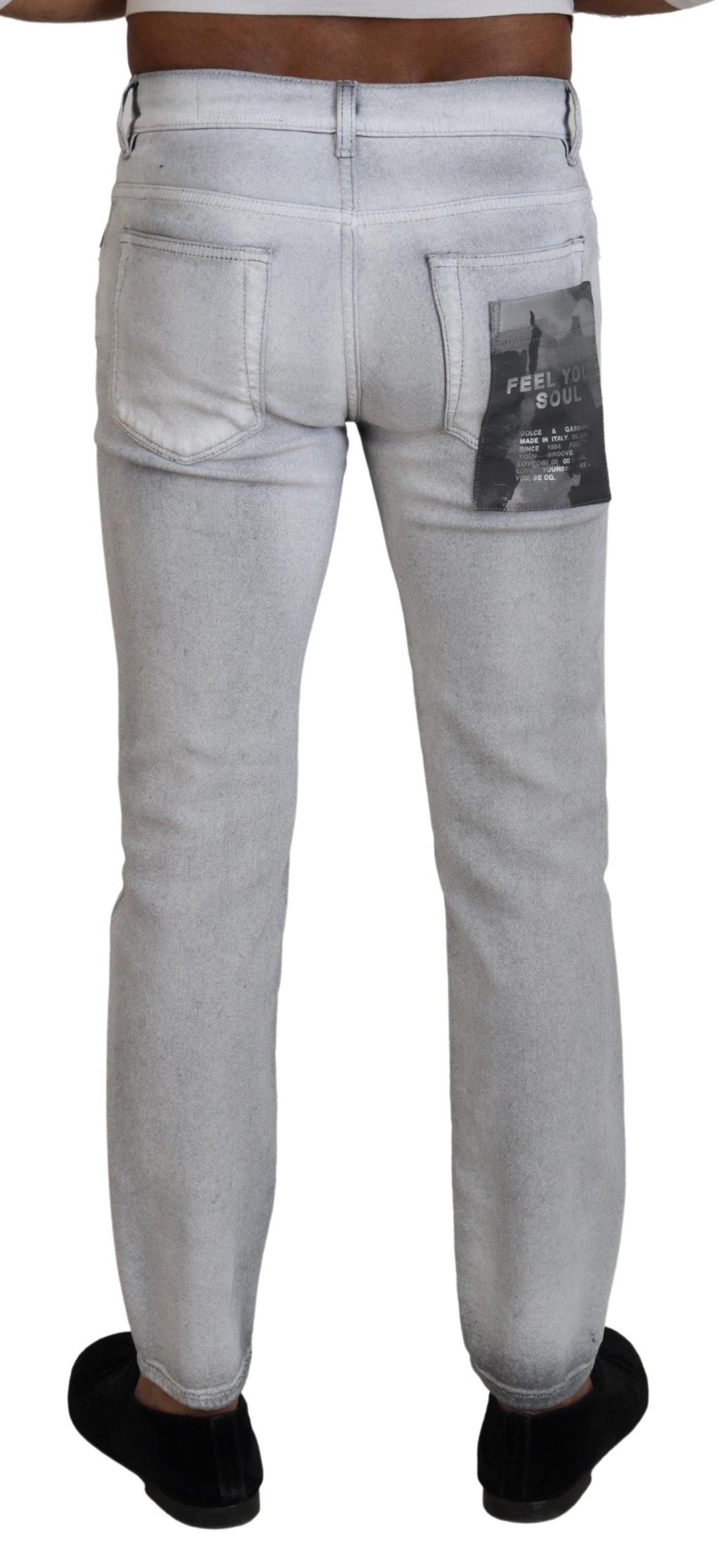 Dolce & Gabbana Gray Washed Skinny Men Denim Jeans | Regal Royce
