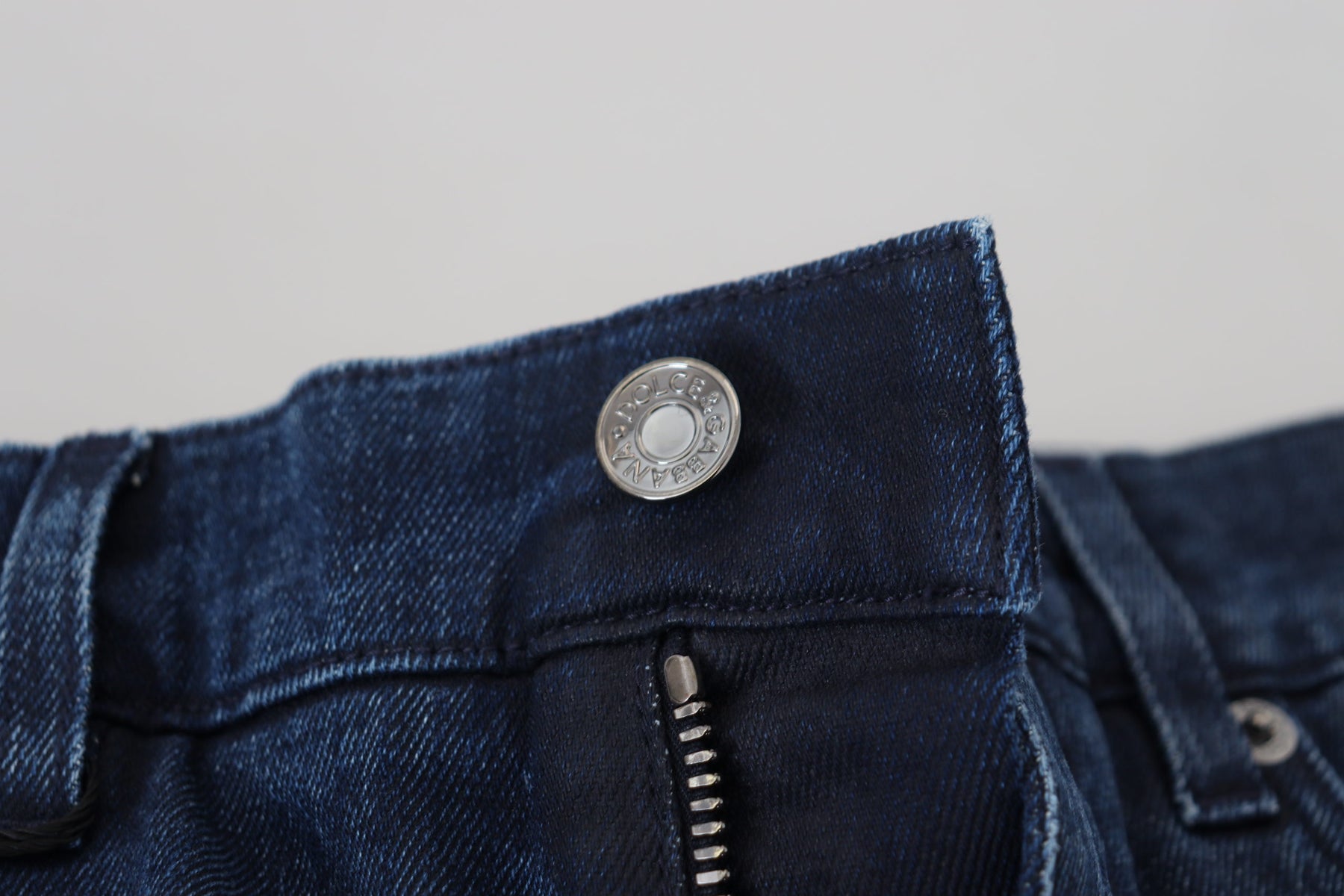 Dolce & Gabbana Blue Cotton Skinny Tattered Denim Jeans | Regal Royce