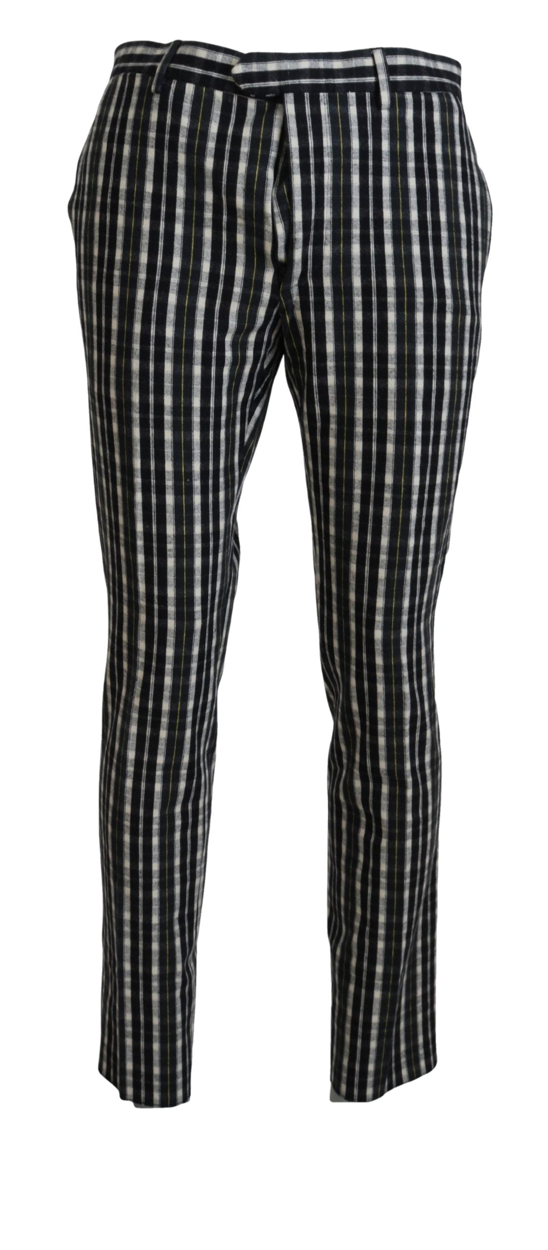 BENCIVENGA Black Checkered Cotton Casual Pants | Regal Royce