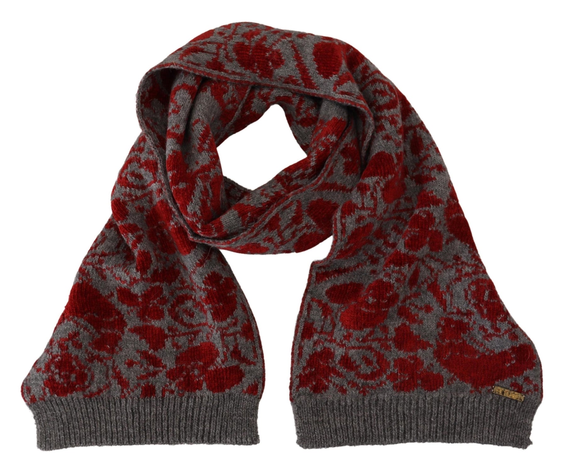 GF Ferre Red Grey Knitted Wrap Warmer Womens Shawl Scarf | Regal Royce