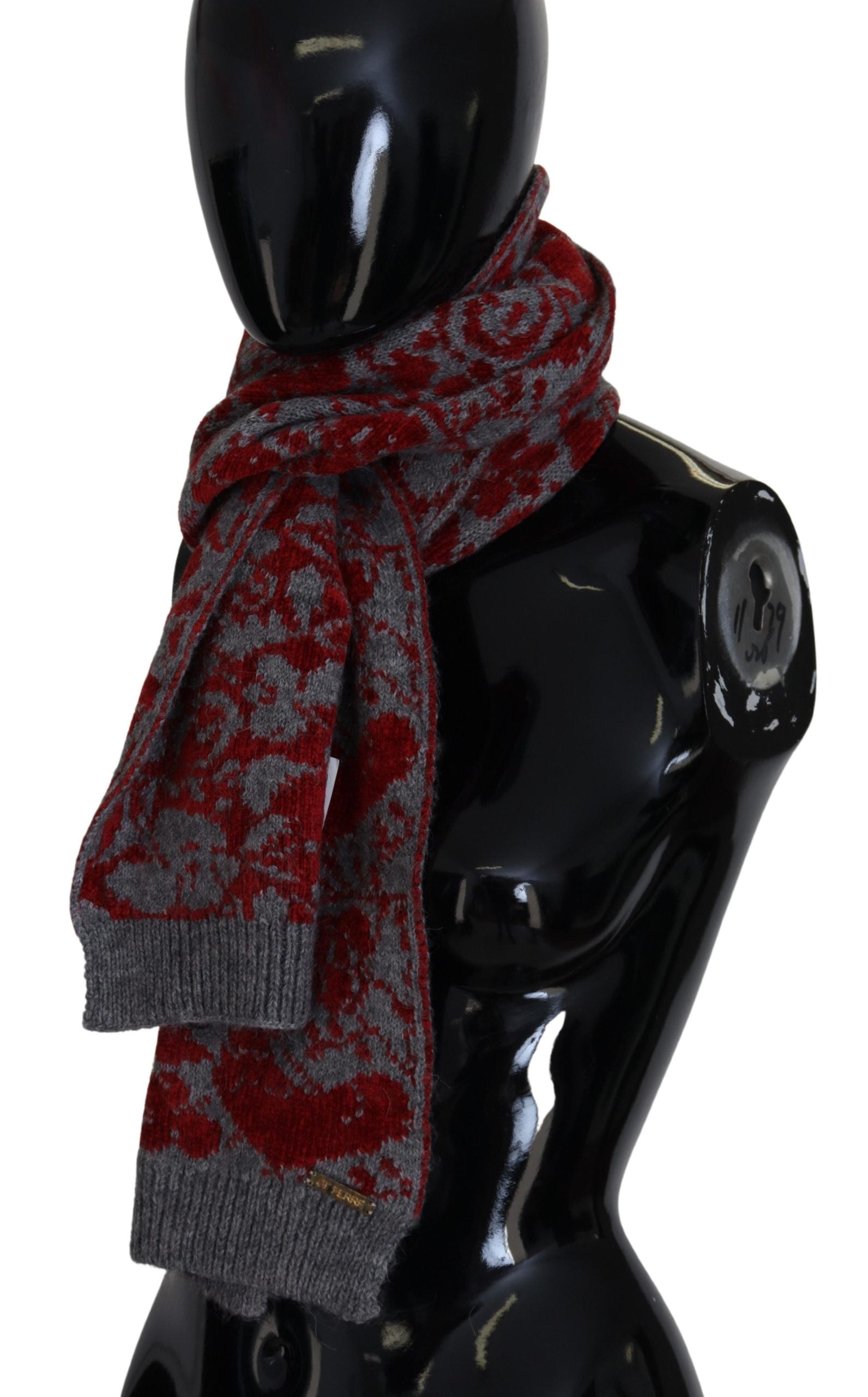 GF Ferre Red Grey Knitted Wrap Warmer Womens Shawl Scarf | Regal Royce