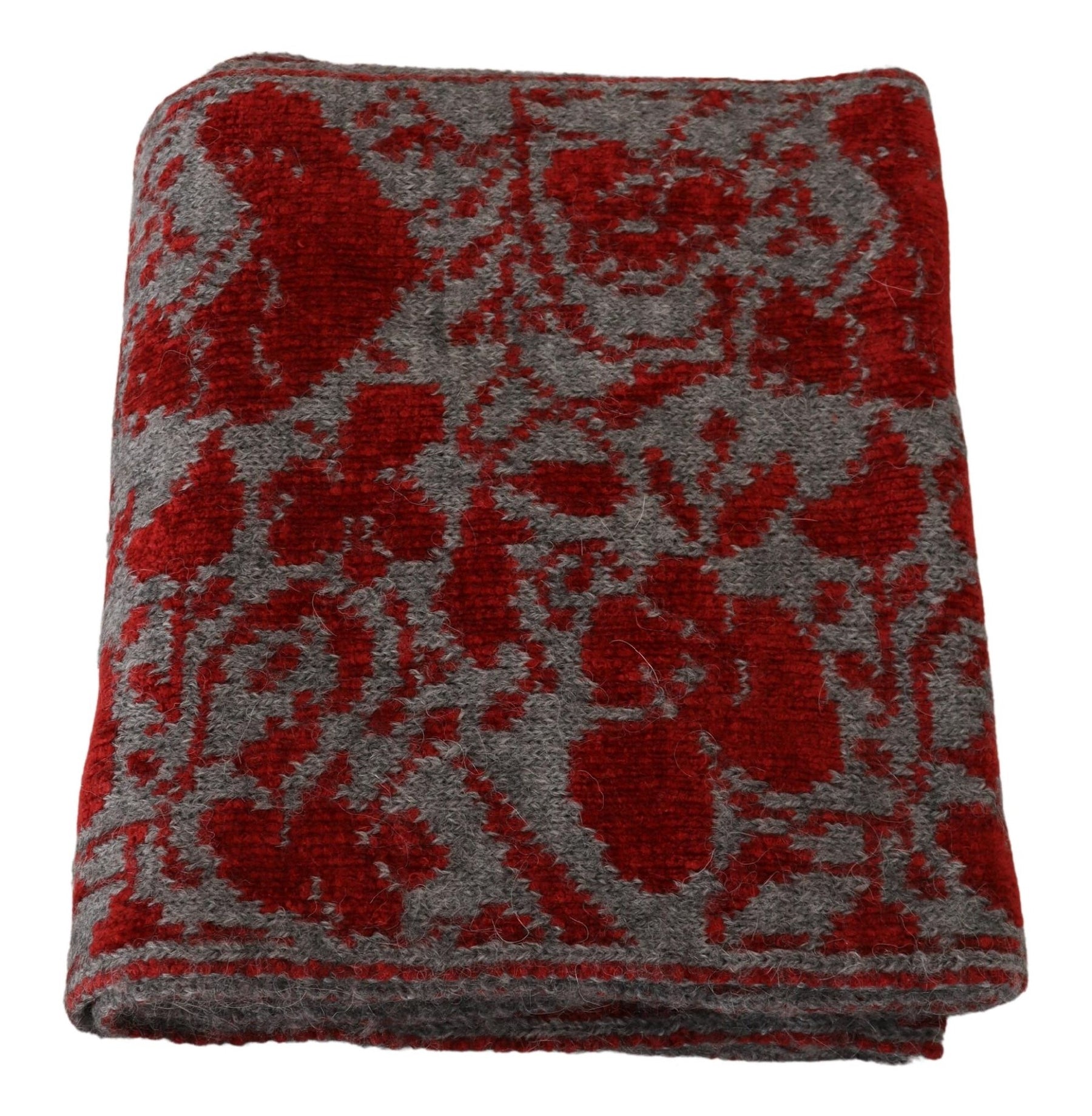 GF Ferre Red Grey Knitted Wrap Warmer Womens Shawl Scarf | Regal Royce