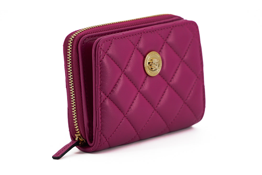 Versace Purple Nappa Leather Bifold Zip Around Wallet | Regal Royce