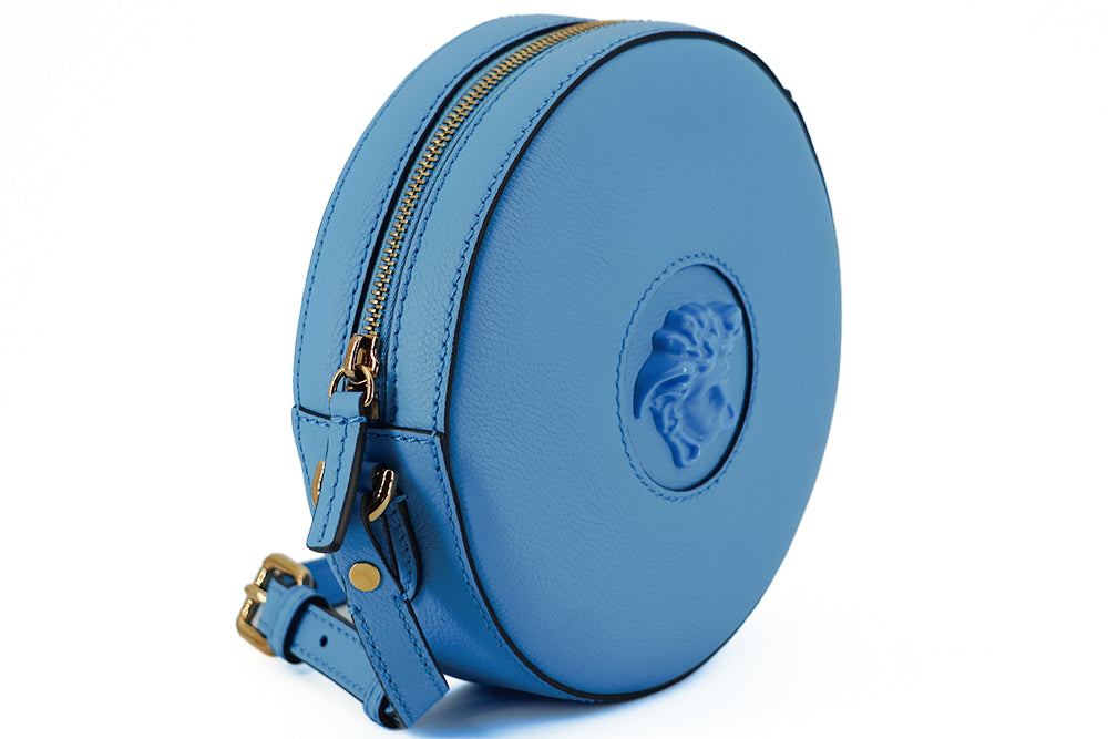Versace Blue Calf Leather Round Disco Shoulder Bag | Regal Royce