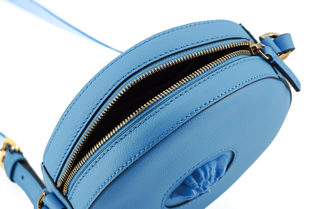 Versace Blue Calf Leather Round Disco Shoulder Bag | Regal Royce