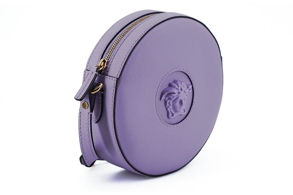Versace Purple Calf Leather Round Disco Shoulder Bag | Regal Royce
