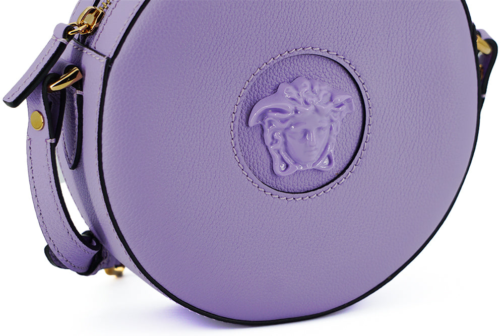 Versace Purple Calf Leather Round Disco Shoulder Bag | Regal Royce