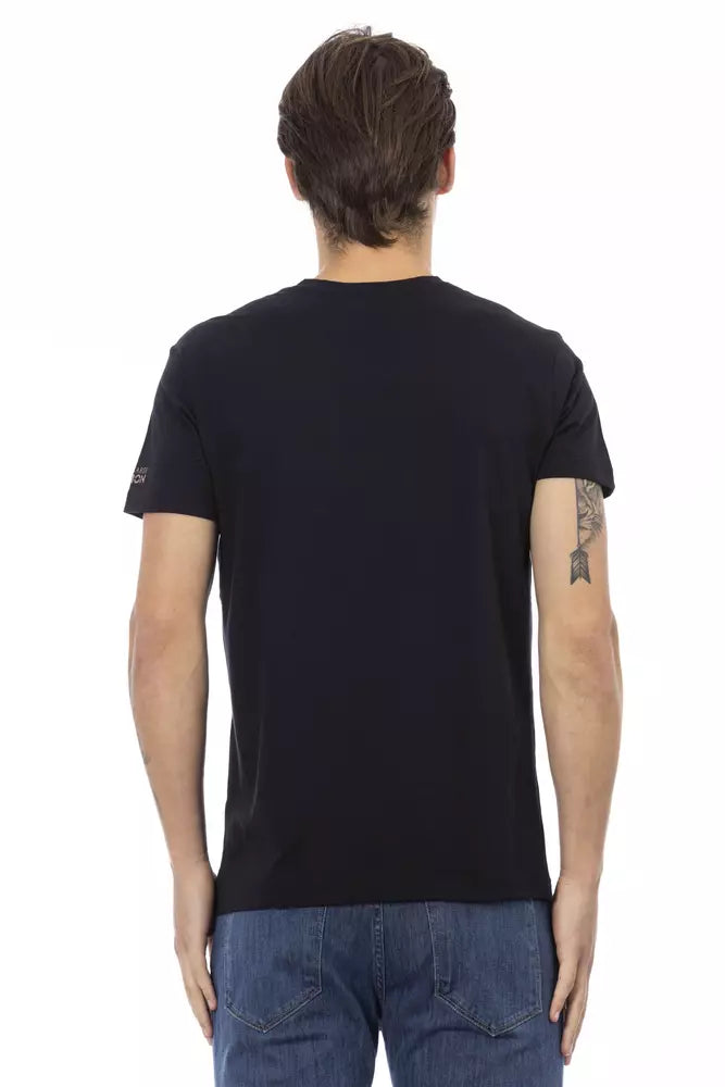 Trussardi Action Black Cotton Men's V-Neck T-Shirt | Regal Royce