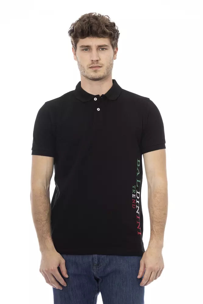 Baldinini Trend Black Cotton Men Polo Shirt | Regal Royce