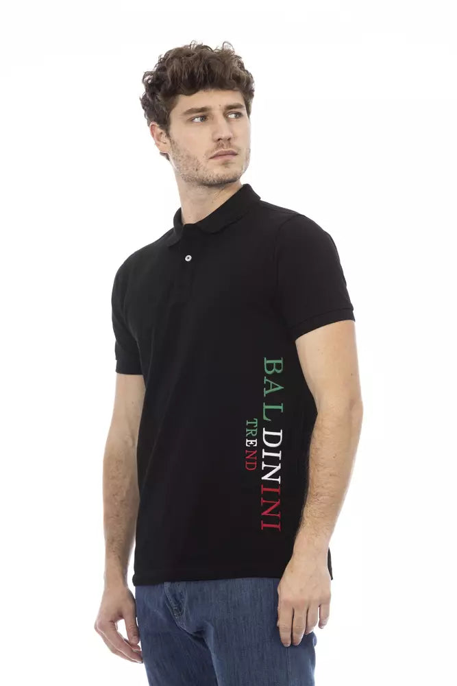 Baldinini Trend Black Cotton Men Polo Shirt | Regal Royce