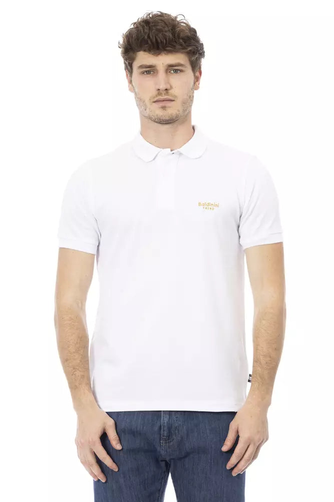 Baldinini Trend White Cotton Men Polo Shirt | Regal Royce