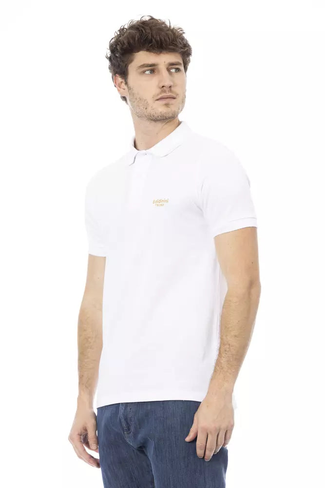 Baldinini Trend White Cotton Men Polo Shirt | Regal Royce