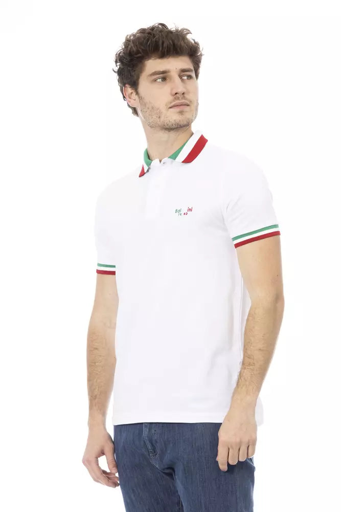 Baldinini Trend White Cotton Men Polo Shirt | Regal Royce
