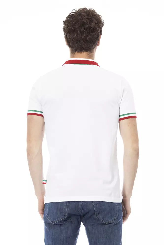 Baldinini Trend White Cotton Men Polo Shirt | Regal Royce