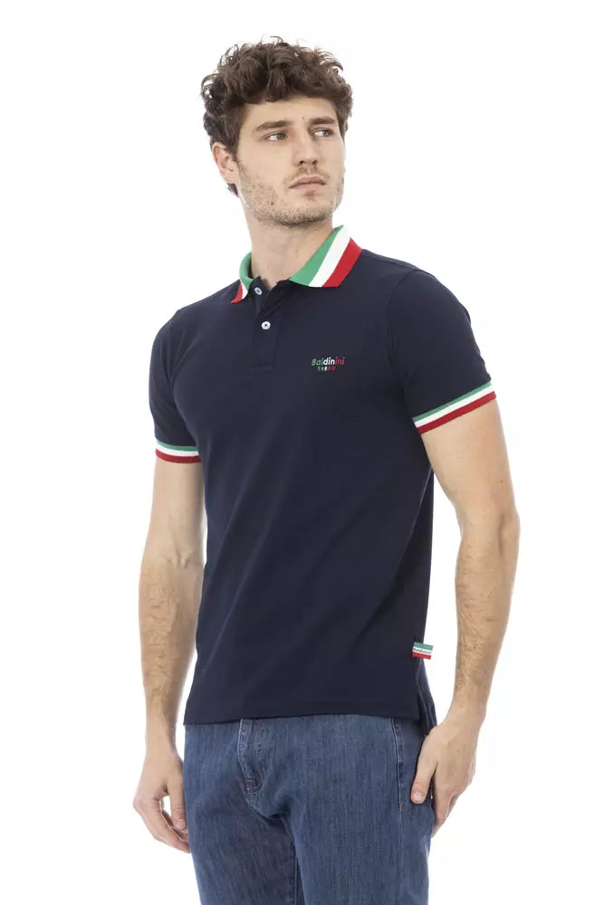 Baldinini Trend Blue Cotton Men Polo | Regal Royce