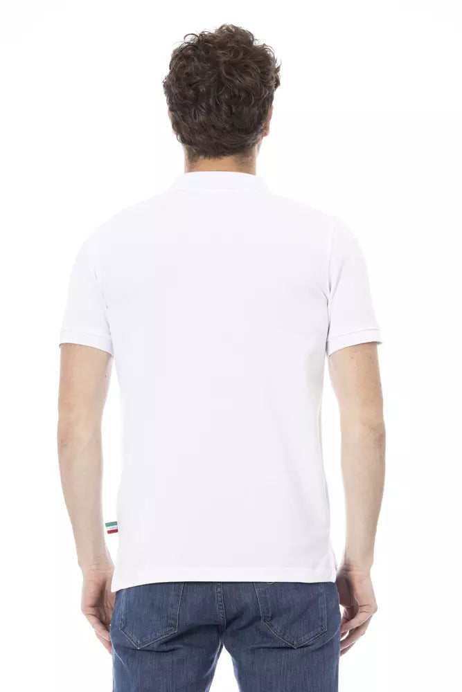 Baldinini Trend White Cotton Men Polo Shirt | Regal Royce