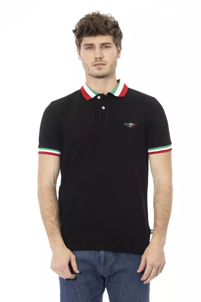 Baldinini Trend Black Cotton Men Polo Shirt | Regal Royce