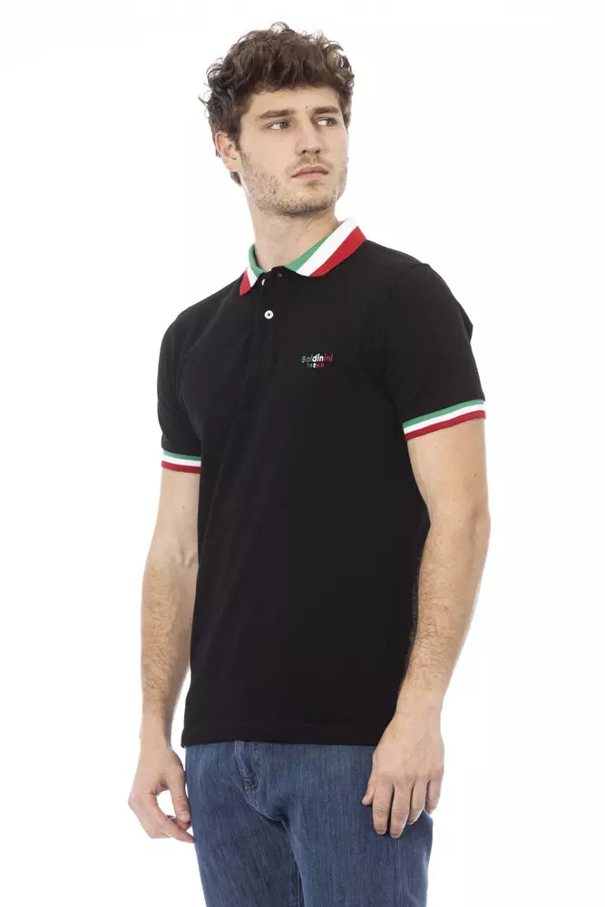 Baldinini Trend Black Cotton Men Polo Shirt | Regal Royce
