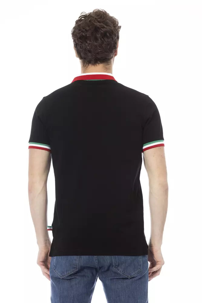 Baldinini Trend Black Cotton Men Polo Shirt | Regal Royce