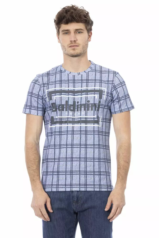 Baldinini Trend Light Blue Cotton Men T-Shirt | Regal Royce