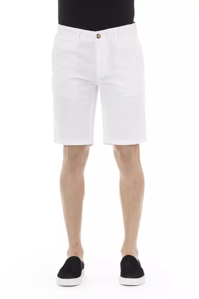 Baldinini Trend White Cotton Men Bermuda Short | Regal Royce