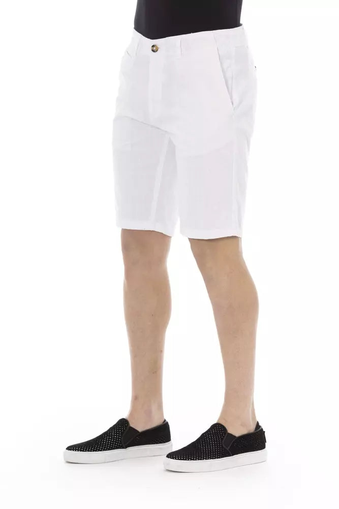Baldinini Trend White Cotton Men Bermuda Short | Regal Royce