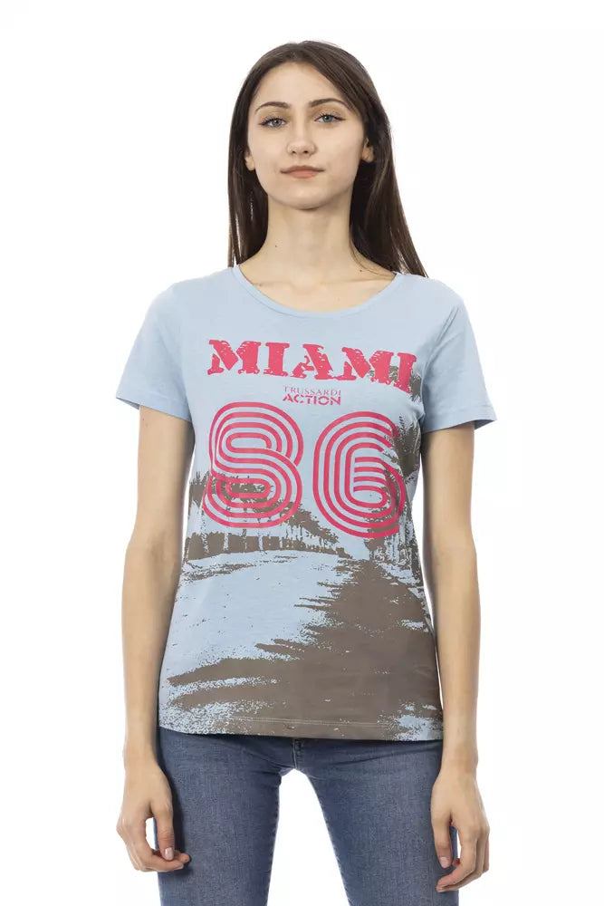 Trussardi Action Light Blue Cotton Women T-Shirt | Regal Royce