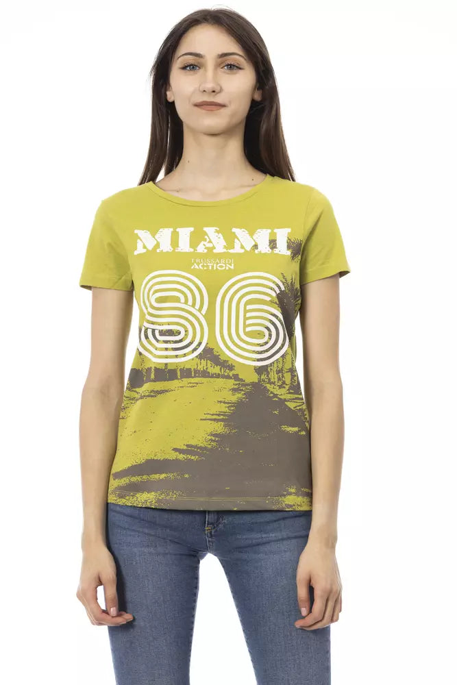 Trussardi Action Green Cotton Women T-Shirt | Regal Royce