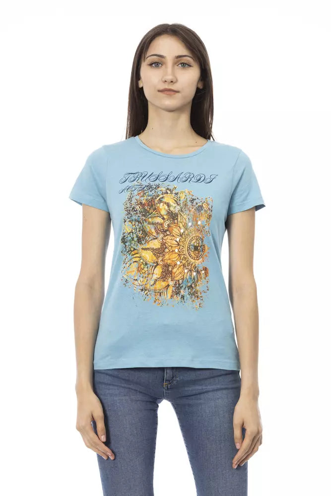 Trussardi Action Light Blue Cotton Women T-Shirt | Regal Royce