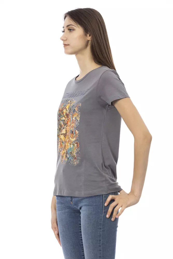 Trussardi Action Gray Cotton Women T-Shirt | Regal Royce