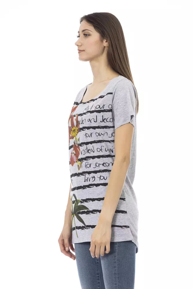 Trussardi Action Gray Cotton Women T-Shirt | Regal Royce
