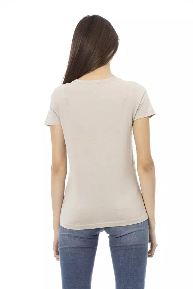 Trussardi Action Beige Cotton Women T-Shirt | Regal Royce