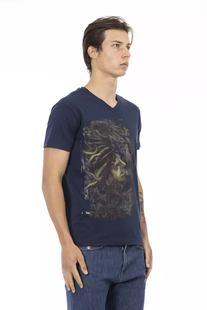 Trussardi Action Blue Cotton Men T-Shirt | Regal Royce