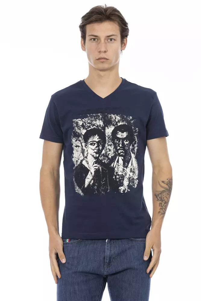 Trussardi Action Blue Cotton Men T-Shirt | Regal Royce