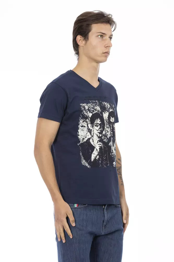 Trussardi Action Blue Cotton Men T-Shirt | Regal Royce