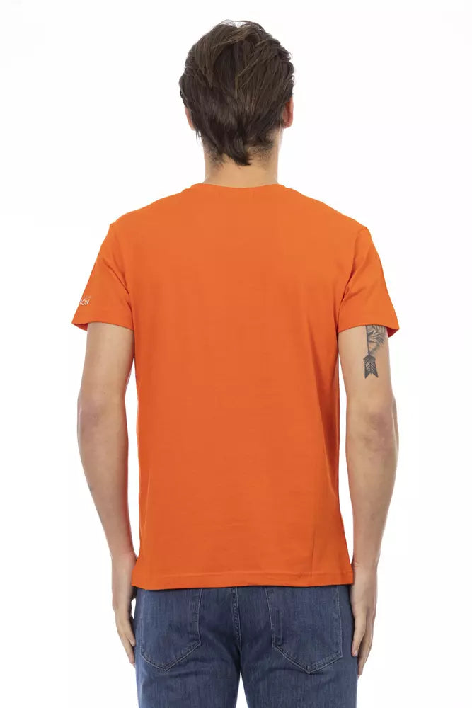Trussardi Action Orange Cotton Men's V-Neck T-Shirt | Regal Royce