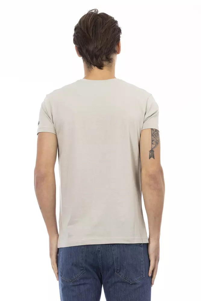 Trussardi Action Beige Cotton Men T-Shirt | Regal Royce