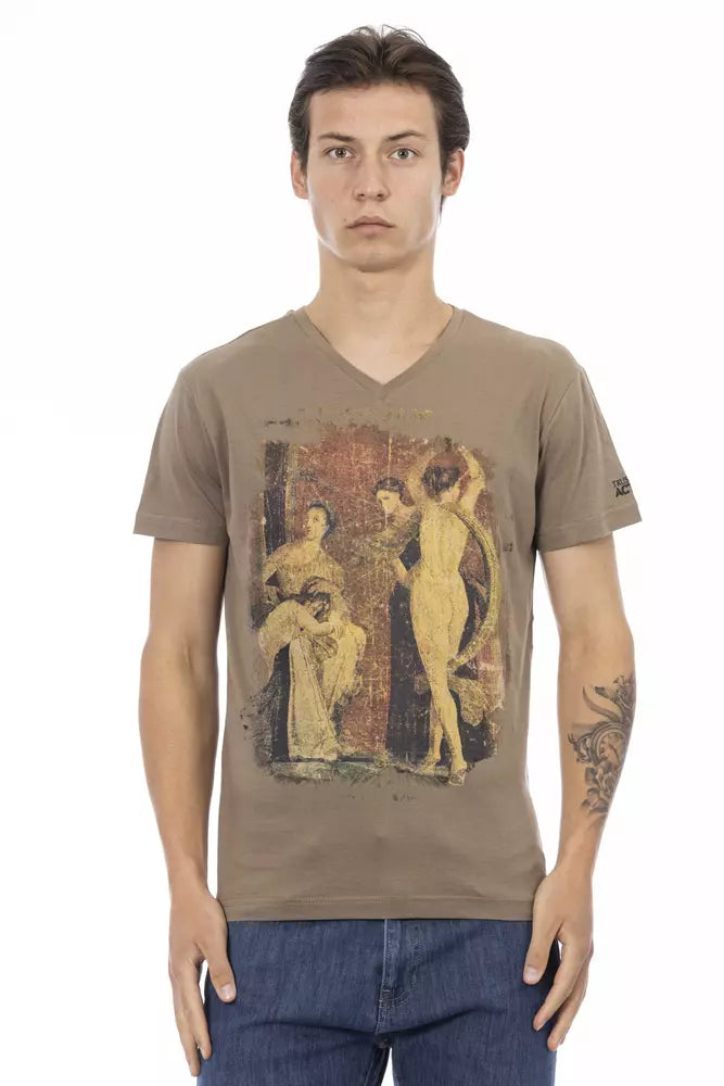 Trussardi Action Brown Cotton Men T-Shirt | Regal Royce